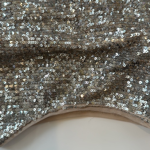 NWOT Adrianna Papell One Shoulder, Blouson Dress. Champagne, Sz 8 - Picture 7 of 7